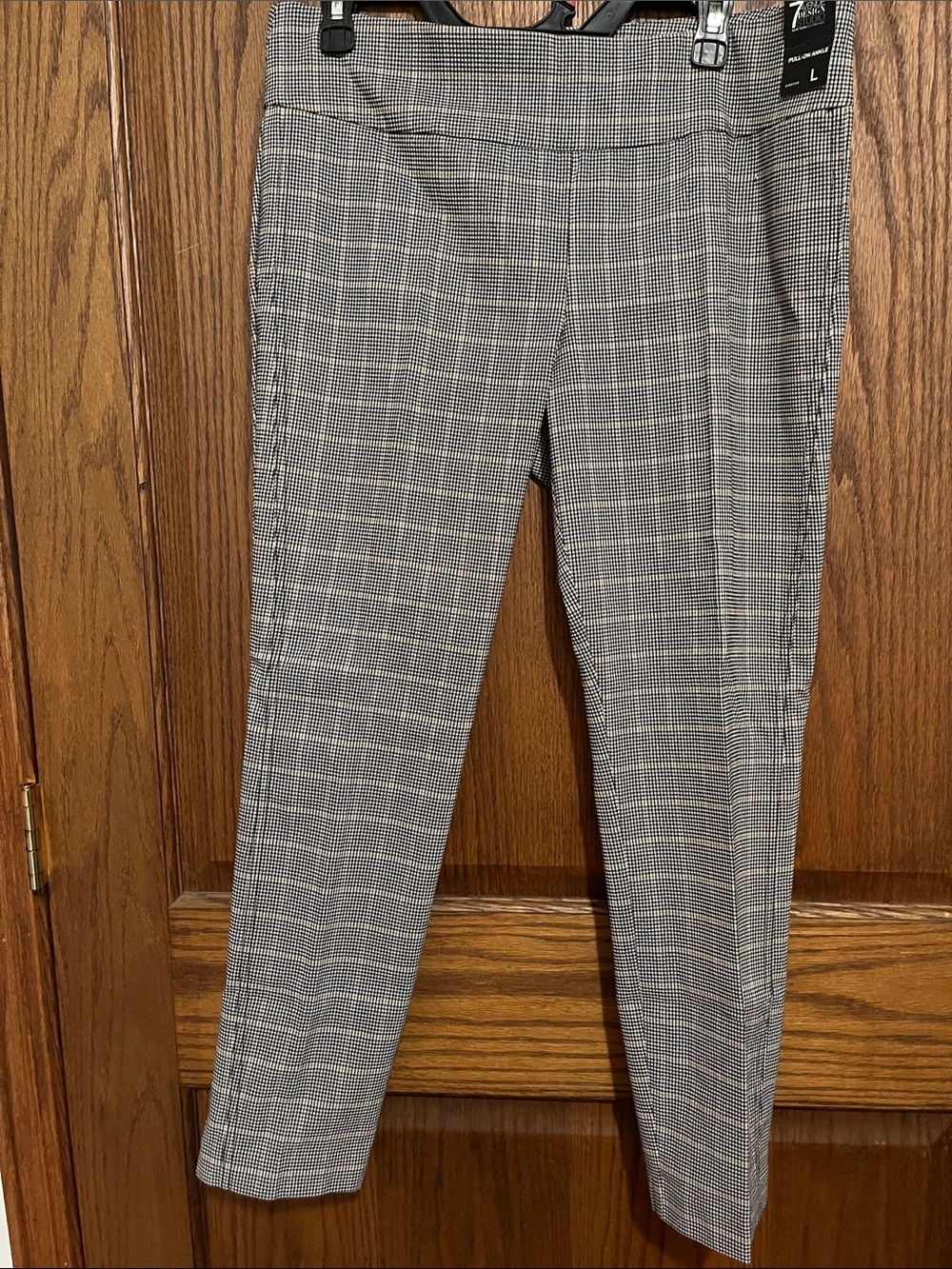 Ponte Ankle Pants in Black & White Glen Plaid